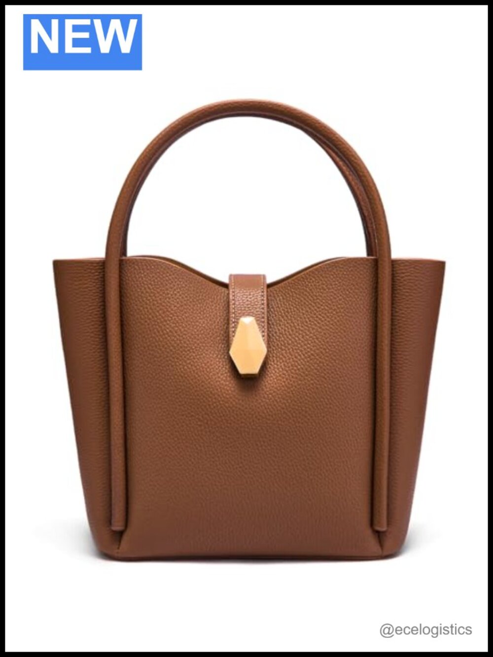Genuine Leather Bucket Bag - Designer Tote Shoulder Purse for Women